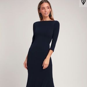 Lulus 3/4 sleeve navy maxi dress